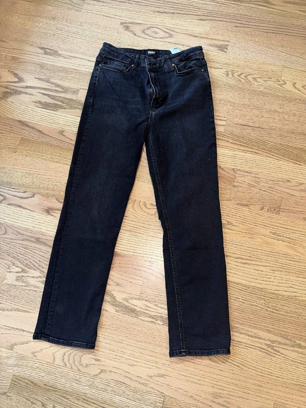PAIGE Cindy High Rise Straight Leg Jeans Washed Black Size 30
